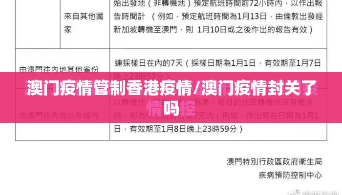 澳门疫情管制香港疫情/澳门疫情封关了吗