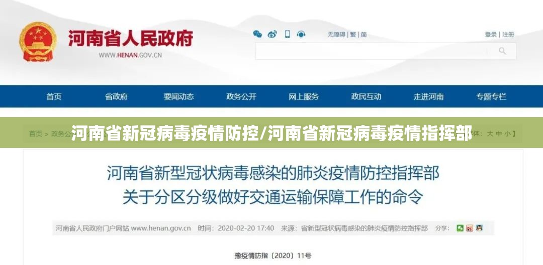 河南省新冠病毒疫情防控/河南省新冠病毒疫情指挥部