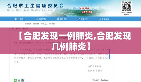【合肥发现一例肺炎,合肥发现几例肺炎】