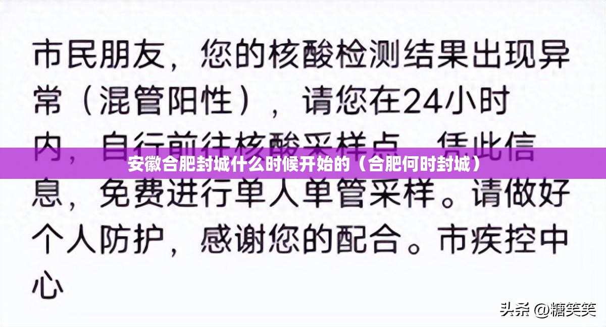 安徽合肥封城什么时候开始的（合肥何时封城）