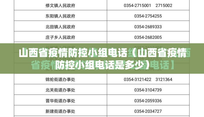 山西省疫情防控小组电话（山西省疫情防控小组电话是多少）