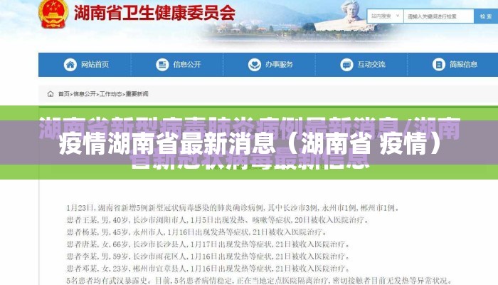 疫情湖南省最新消息（湖南省 疫情）