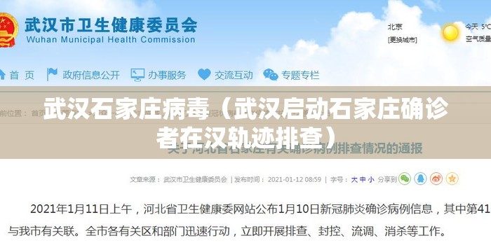 武汉石家庄病毒（武汉启动石家庄确诊者在汉轨迹排查）