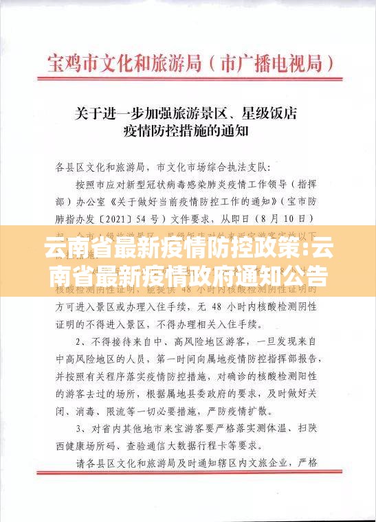 云南省最新疫情防控政策:云南省最新疫情政府通知公告