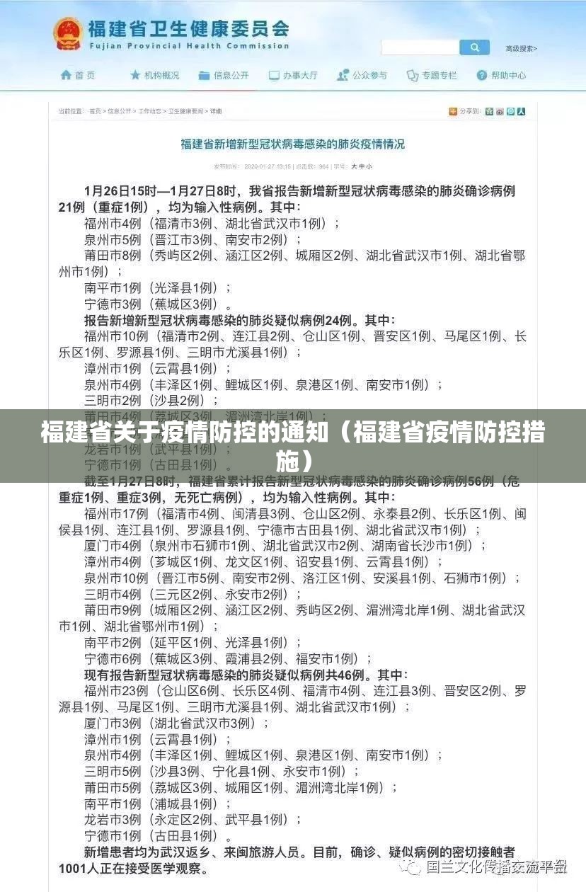 福建省关于疫情防控的通知（福建省疫情防控措施）