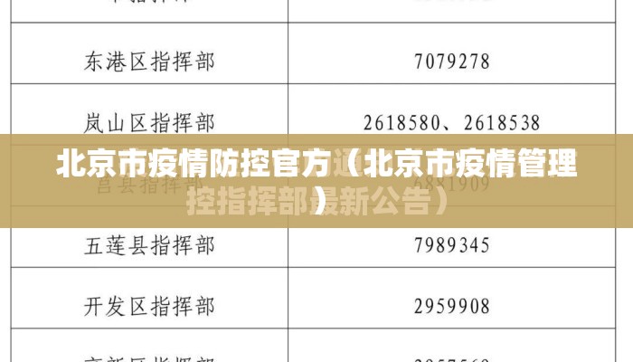 北京市疫情防控官方（北京市疫情管理）