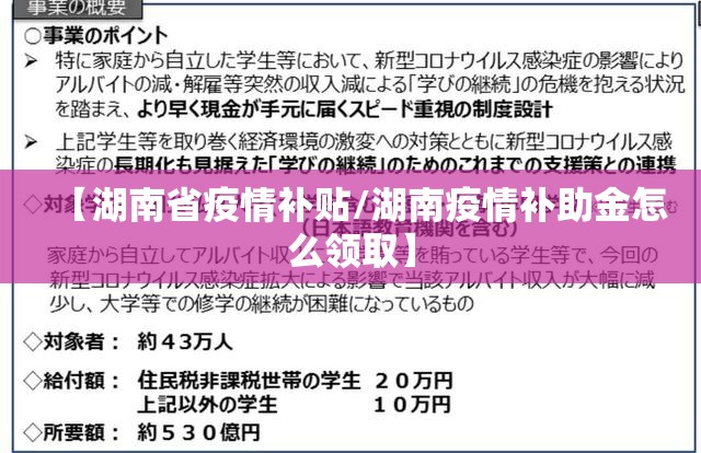 【湖南省疫情补贴/湖南疫情补助金怎么领取】