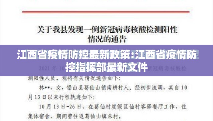 江西省疫情防控最新政策:江西省疫情防控指挥部最新文件